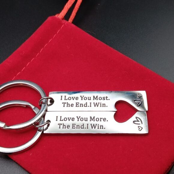 New 2  I Love You Couples Keychains Stainless Steel By Bekech - Picture 2 of 4